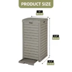 31 Gallon Large Outdoor Trash Bin, Waterproof Resin Garbage Can with Lid & Drip Tray, Light Brown Waste Container for Porch & Backyard (Shipment from Walmart) - Image 2