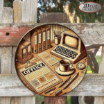 CIFbuy Vintage French Office Sign 8x8 Inch Round Aluminum Plaque, 2D Flat Retro Desk Decor For Study Conference Room Lounge Cafe Creati TikTok, TikTok, Self-pickup Logiopics - Image 7