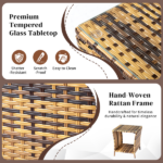 [Replace old code: 21936583] Glass Surface Yellow Gradient Iron Frame Rattan Side Table - Image 8