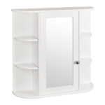 3-tier Single Door Mirror Indoor Bathroom Wall Mounted Cabinet Shelf White - Image 2