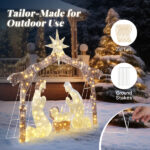 6ft Brown Roof 190LED Lights Nativity Scene Garden Jesus Decoration - Image 2