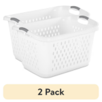 (2 pack) Extra Large 2.7 Bushel Plastic Laundry Basket with 2 Carry Handles, White, Adult (Shipment from Walmart)