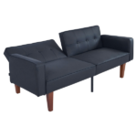 Modern PU Leather Futon Sofa with Tufted Backrest, Adjustable Reclining Couch with Wood & Metal Legs, Mid-Century Style Sofa for Living Room - Image 5