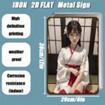 CIFbuy Japanese Geisha Kimono Metal Wall Art 8x12 Inch, Vintage Tin Sign Traditional Japanese Decor With Flowers, Retro Oriental Room D TikTok, TikTok, Self-pickup Logiopics - Image 2