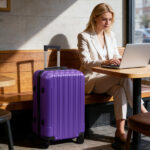 ABS Trolley Case 20in 24in 28in 3PCS Suitcase Set Vertical Striped Frosted Case Suitcase Purple - Image 6