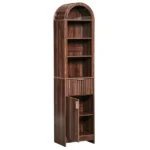 1-Door 1-Drawer 4-Tier Bathroom Vanity Grille-Finished MDF Melamine-Faced Bathroom Cabinet Arched Top 15.75*11.81*66.93in Walnut - Image 3