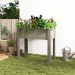 Grey Bed with Legs, Elevated Wooden Planter Box for Outdoor Plants Flowers Fruits Vegetable Herb Growing(31"x31"x16") (Shipment from Walmart) - Image 3