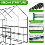 Large Walk-in Greenhouse with PE Cover & Side Windows, 12-Shelf Indoor Outdoor Portable Greenhouse for Garden Backyard, 56 x 85 x 77", White - Image 2