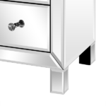 3-Drawer Mirrored Bedside Table MDF Cabinet with Mirrored Drawers Silver - Image 12