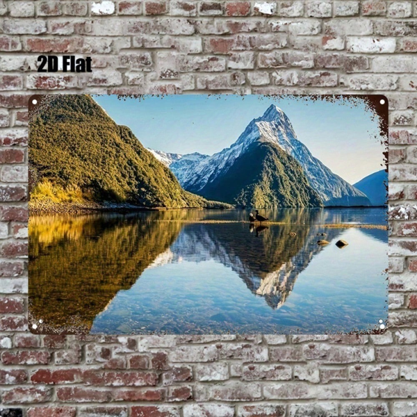 CIFbuy Vintage New Zealand Milford Sound Metal Sign 8x12in, Distressed Tin Landscape Wall Art, Retro 2D Flat Hanging Decor For Home Caf TikTok, TikTok, Landscape Self-pickup Logiopics