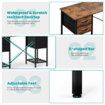 55 Inch Computer Desk with 4 Drawers, Office Desk with Mesh Shelf, Gaming Desk, Writing Work Desk , Large Storage, Rust - Image 2