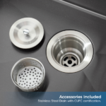 Stainless Steel Kitchen Sink, 32″x19″ Double Bowl in Black, Overmount Handmade Sink, with US Standard Drain and Hook[Unable ship on weekends, TK/TEMU only for pickup, only TX10643 warehouse supports GOFO] - Image 11