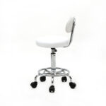 Round Shape Adjustable Salon Stool with Back and Line White - Image 18