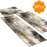 Three-piece kitchen rug set, non-slip and washable, abstract pattern kitchen hallway rug, soft and comfortable, suitable for sinks, floors, entrances, hallways and bathrooms. - Image 2