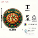 CIFbuy 1pc 2D Flat Round Sign Pizza Time Retro, "Decorative Plaque 8x8in" Delicious Pizza, Party Kitchen Restaurant Bar Wall Art Home Decor TikTok, TikTok, temu Self-pickup Logiecics - Image 3