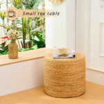 Handmade Woven Foot Stool Natural Water Hyacinth Ottoman for Home Decor & Seating - Image 4