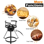13*32inch Four-Piece Set, Black Round Iron Stove Frame, Silver Aluminum 30qt Turkey Pot 10qt Fish Pot, Gas Fryer - Image 62