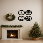 CIFbuy Vintage Music Themed 4 Piece Wall Art Decor Set Elegant Black iron Frame Gift for Music Lovers (TikTok, temu pick-up service) - Image 5