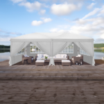 10'x20' Instant Pop Up Canopy Tent White, 6 Side Panels 2 Doors 4 Mesh Windows, 28/22mm Powder Coated Steel Frame, 10x20mm Crossbar, 210D Oxford Outdoor Folding Tent with Carry Bag, No Sandbags - Image 26