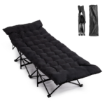 Same Code 17997929 Folding Camping Cot Bed with Soft Pad, Portable Outdoor Cot, Adults Sleeping Bed for Home Office Nap Beach Travel, Black - Image 12