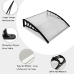Same Code 29975683 HT-100 x 96cm Household Application Door & Window Rain Cover Eaves Black Holder - Image 9