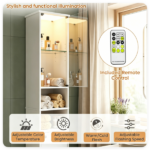 White Freestanding Bathroom Tall Storage Cabinet with Dimmable LED Light & Remote Control, Narrow 12x12 Inch Linen Tower Engineered Wood Organizer with Glass Door Adjustable Shelves Anti-Tip Design - Image 10