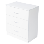 3-Drawer Tall Cabinet Particleboard Bedside Table with Textured Melamine Finish White - Image 5