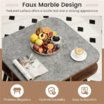 Faux Marble Side Table with 4-Sided Storage Shelves, 24" Square End Table for Living Room Bedroom - Image 9