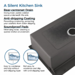 Stainless Steel Kitchen Sink, 18″x18″ Single Bowl, Undermount HandmadeSink in Black, with US Standard Drain and Hook[Unable ship on weekends, TK/TEMU only for pickup, only TX10643 warehouse supports GOFO] - Image 10