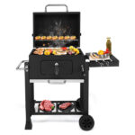 Charcoal Grill with Foldable Side Table and Wheels, Heavy-duty BBQ Grill for Outdoor Picnics Patio Garden and Backyard Grilling - Image 8