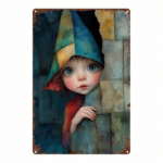 CIFbuy 1pc Vintage Fairy-Tale Elf Metal Wall Art, Blue Pink Hair Green Hat Iron Sign, 8x12 Inch Mica-Like Texture 2D Flat Decor For Roo TikTok, TikTok, Sign Self-pickup Logiopics - Image 8