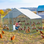 2*2*2m/6.5x6.5x6.5ft Silver Chicken Coop with Pointed Roof, 180g PE Rain Cloth, Metal Chicken and Rabbit Cage - Image 13