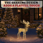 3.6FT Motorized Reindeer with Shaking Head, Outdoor Christmas Decorations with Motor & 120 Warm White LED Lights, for Xmas Outdoor Holiday Indoor Decor Lighted Holiday Displays - Image 8