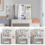 Old Code 36347634 Particleboard Triamine Veneer 5 Pumps 2 Shelves Mirror Cabinet Three Dimming Light Bulb Dressing Table Set White - Image 6