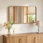 Anti-Fog Bathroom Wall Mirror – 30" x 48" Shatterproof Vanity Mirror with Rectangular Metal Frame, Gold (Shipment from Walmart)