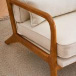 Same Code 16753613 Oak Armrest Oak Upholstered Single Lounge Chair Indoor Lounge Chair Off-White - Image 20