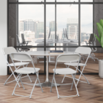 6pcs Injection Molding Classic Garden Plastic Folding Chair White - Image 3