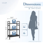 3 Tier Bookshelf, Free Standing Shelf, Bookcase Shelf Storage Organizer, Industrial Book Shelves for Home Office, Living Room, Kitchen, Black (Shipment from Walmart) - Image 2