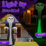 Replace 66071740 12FT Giant Halloween Inflatable Blow Up Decorations, Grim Reaper with Jack-o'-Lantern Pumpkin Head and 3-Color LED Flame for Holiday Party Garden Lawn Yard Patio Décor - Image 9