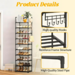 10 Tier Metal Shoes Rack, Stackable Shoe Organizer, Space-Saving Shoe Shelf Shoe Rack for Closet, Shoe Rack for Entryway and Boots Organizer (Shipment from Walmart) - Image 4