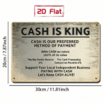 CIFbuy Cash Is King 2D Flat Metal Sign, Wall Decor Plaque Waterproof Outdoor Art, Decoration For Home Garden Bar 7.87*11.81in Flat Metal SikTok, Flat Metal SikTok, Self-r ckup Logiopin - Image 2