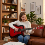 Turn red 41-inch Dreadnought barrel-shaped cutaway acoustic guitar with pick, strings, capo, gig bag, tuner, wrench tool, and shoulder strap - Image 10