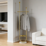 Clothing Rack, Golden Metal Freestanding Heavy Duty Clothes Rack with Marble Base, Multipurpose Garment Hanger for Bedroom, Hat, Scarf, Jacket - Image 8