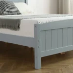 Full Single Bed Frame Vertical Striped Decorative Curved Headboard and Footboard Bed Frame Painted + Melamine Veneer & Pine + MDF Wood Bed 77.8*56.54*37.8in Grey - Image 16