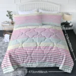 Striped Comforter Set Twin Size, Rainbow Comforter Bedding Set Pink Yellow Green Purple, 3 Piece, 1 Comforter (80"x90") and 2 Pillow Shams (20"x26") - Image 6