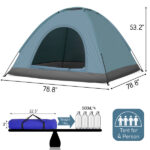 3-4 Person Camping Dome Tent Blue - Image 3