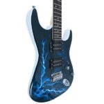 Lightning Style Electric Guitar with Power Cord/Strap/Bag/Plectrums Black & White - Image 7