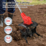 21V Electric Cordless Electric Soil Cultivator - 550W High Power 300RPM, 4-Blade 16 Steel Tines , 4000mAh Battery + Battery Display, Safety Protection + Auxiliary Handle, Perfect for Weeding/Lawn Care - Image 2
