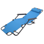 Same Code 75407956 Folding Chaise Lounge Chair for Outdoor, 2-in-1 Portable Tanning Chair with Pillow, Adjustable Recliner Chair for Beach Camping Pool, Blue - Image 6