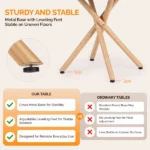 37.4 Inch Round Dining Table for 4-6 People, Cross X Metal Leg Kitchen Dinner Table with Adjustable Foot Pads, Easy Assembly Small Space Dining Room Table, Natural Wood Tone - Image 6